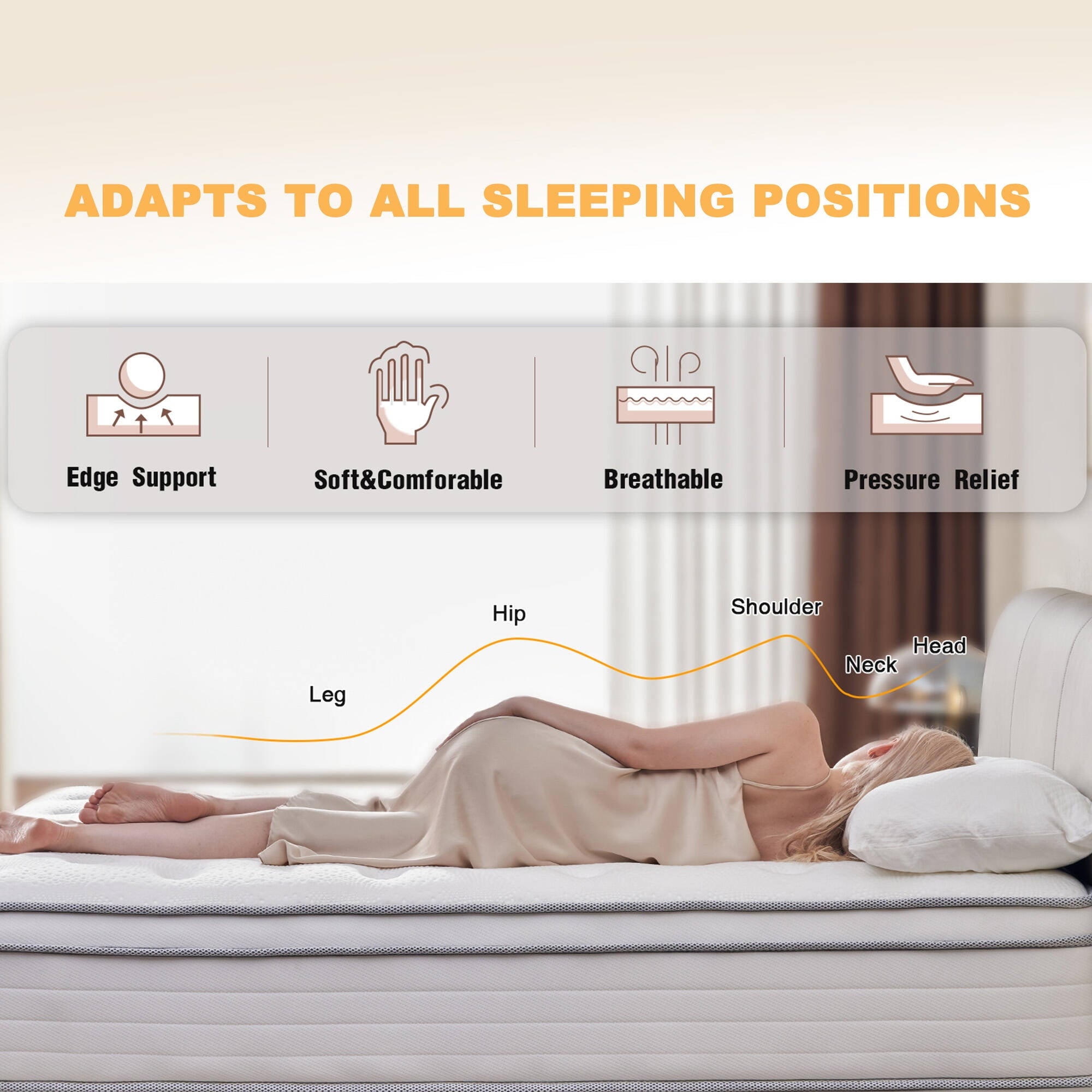 Madevos 10 inch Queen Mattress in a Box,Breathable Memory Foam & Individual Pocket Spring Hybrid Mattress,Medium Support,White