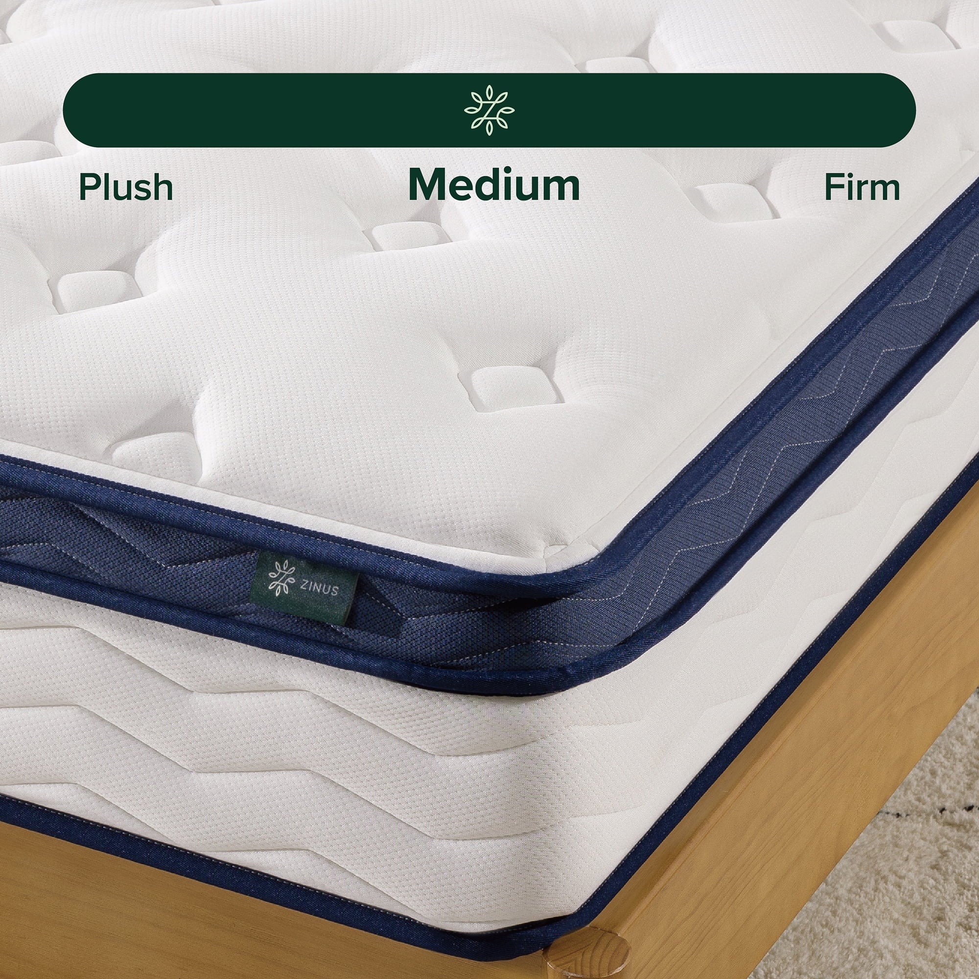 Zinus 10" Pocket Coil Euro Top Hybrid Mattress, Twin
