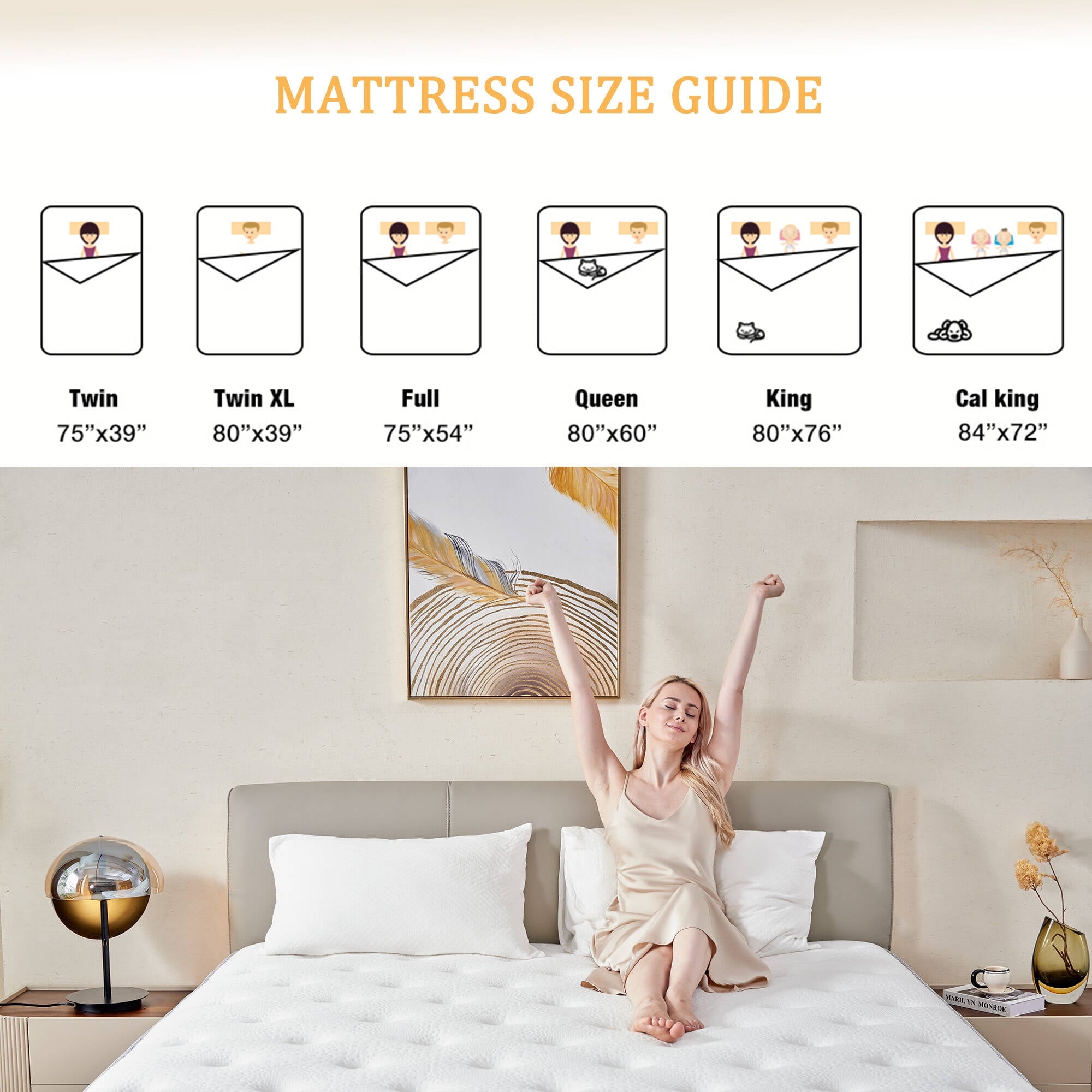 Madevos 10 inch Queen Mattress in a Box,Breathable Memory Foam & Individual Pocket Spring Hybrid Mattress,Medium Support,White