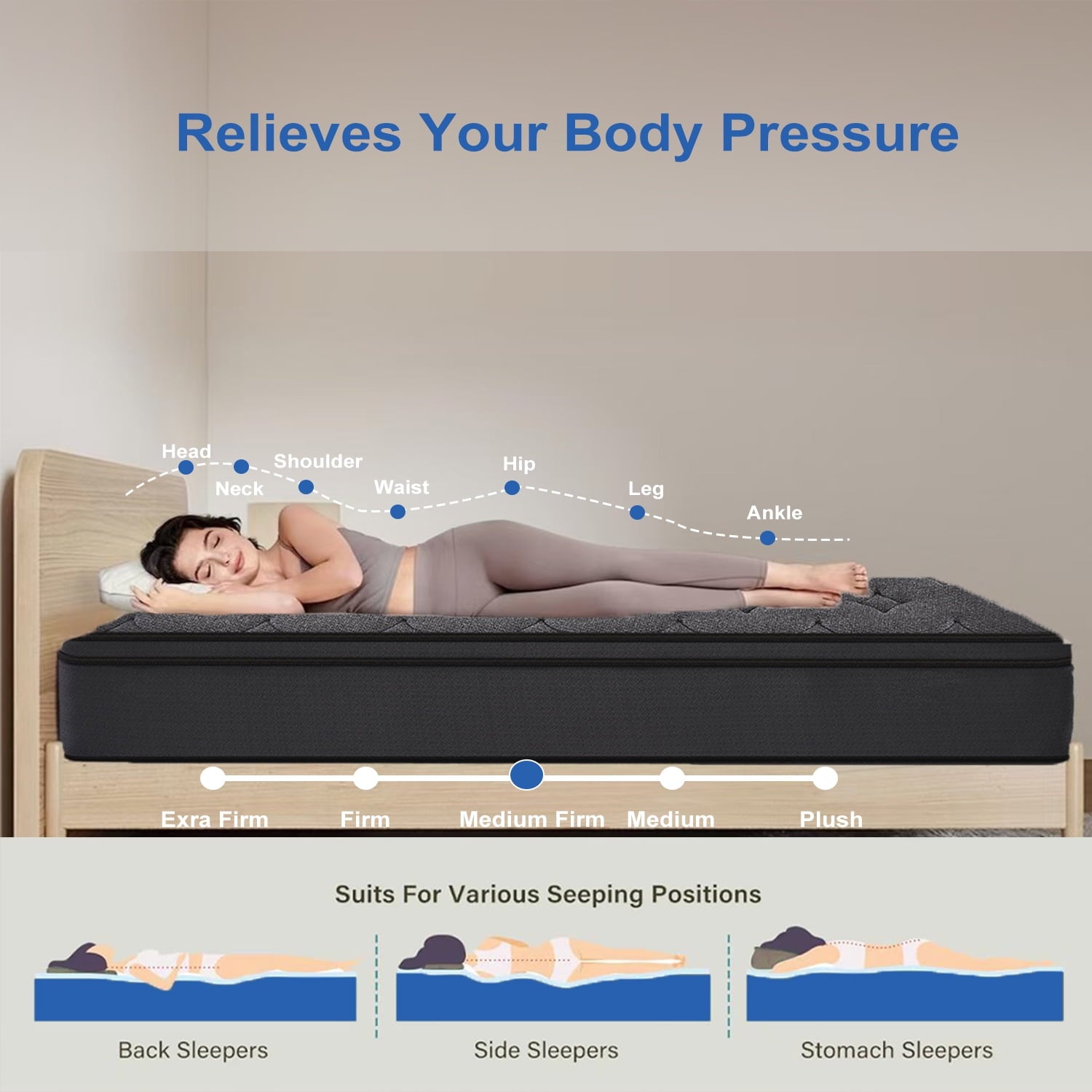 Twin Mattress, 12 Inch Hybrid Mattress Black with Gel Memory Foam and Individually Pocket Innerspring Euro Top Mattress Medium Firm for Motion Isolation, Edge Support, 100 Night Trial