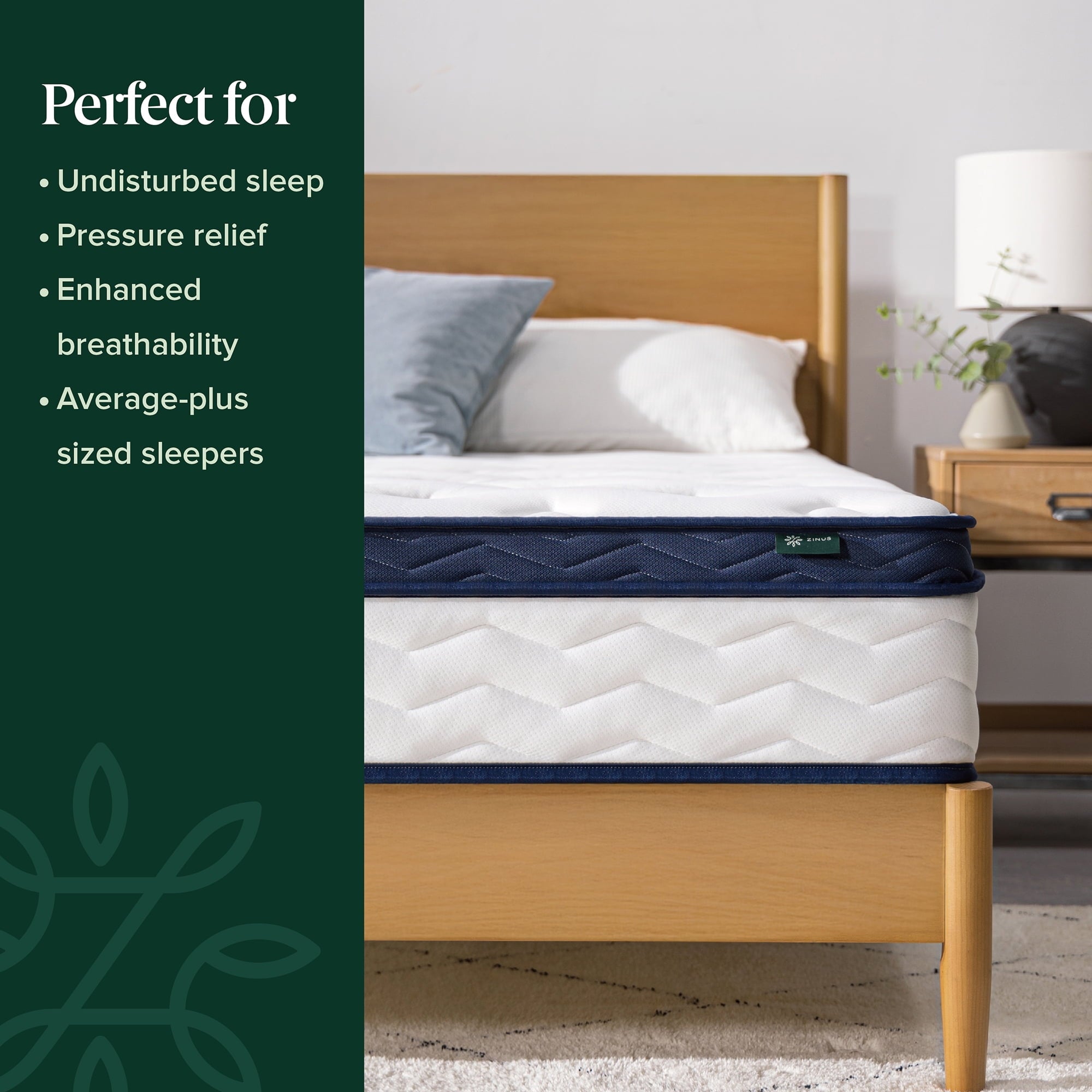 Zinus 10" Pocket Coil Euro Top Hybrid Mattress, Twin