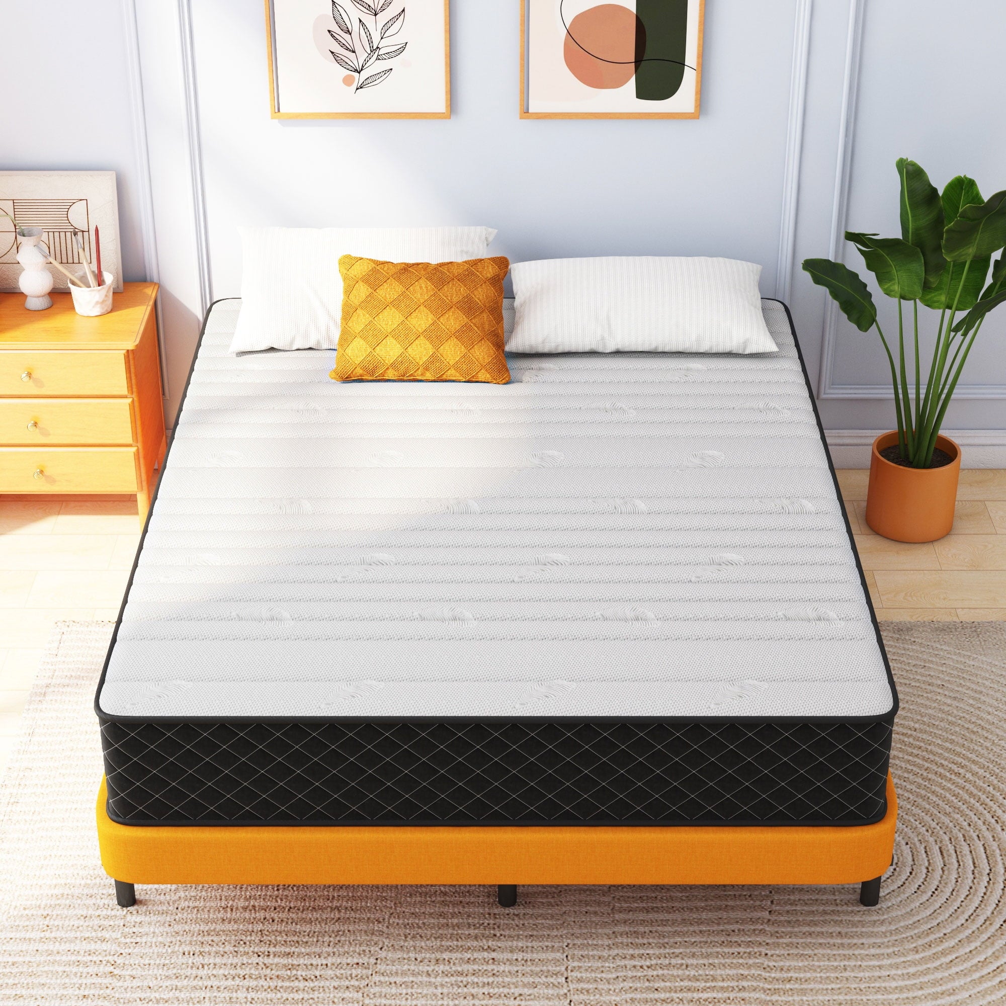 SVS Queen Size Mattresses 12 inch Adult Hybrid Memory Foam Medium Queen Mattress Pressure Relief