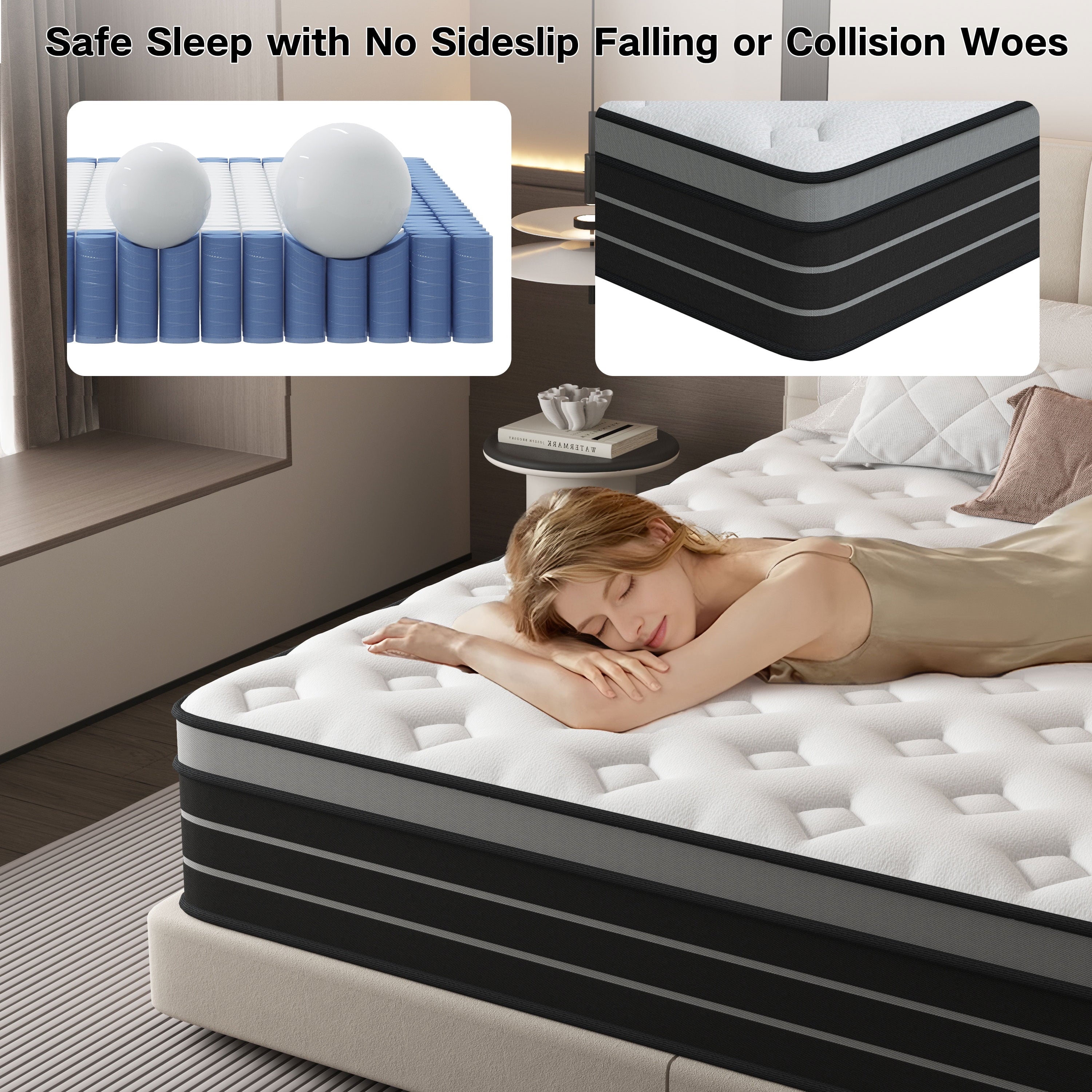 Twin Mattress, 12 Inch Hybrid Innerspring Mattress for Pressure Relief, Motion Isolation, Medium Firm, CertiPUR-US Certified