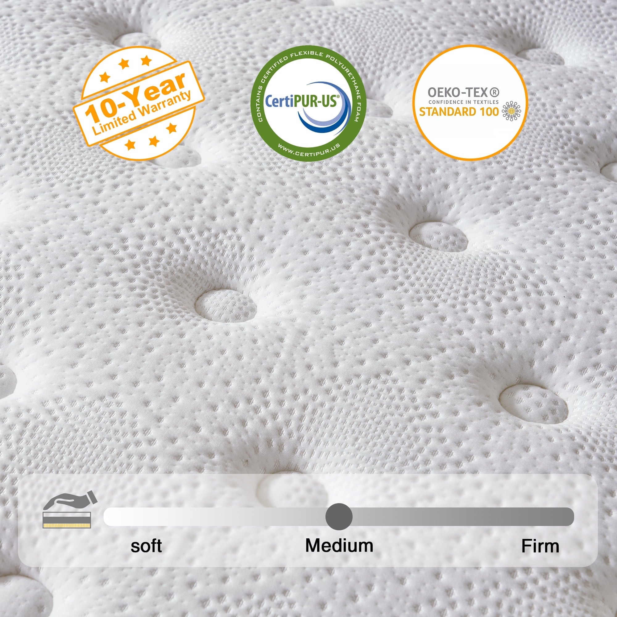 Madevos 10 inch Queen Mattress in a Box,Breathable Memory Foam & Individual Pocket Spring Hybrid Mattress,Medium Support,White