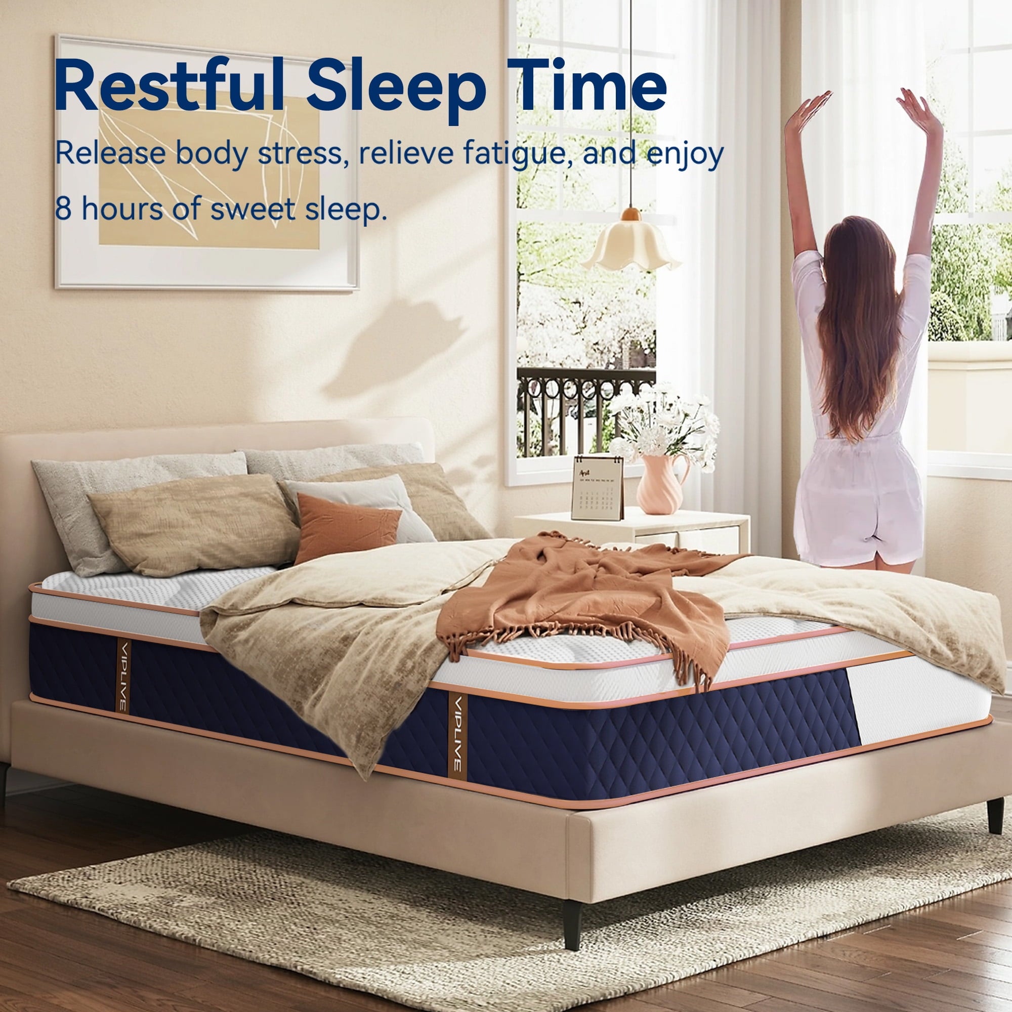 Twin Mattress, 10 Inch Pocket Spring and Memory Foam Mattress in a Box, Pressure Relief, Twin Size