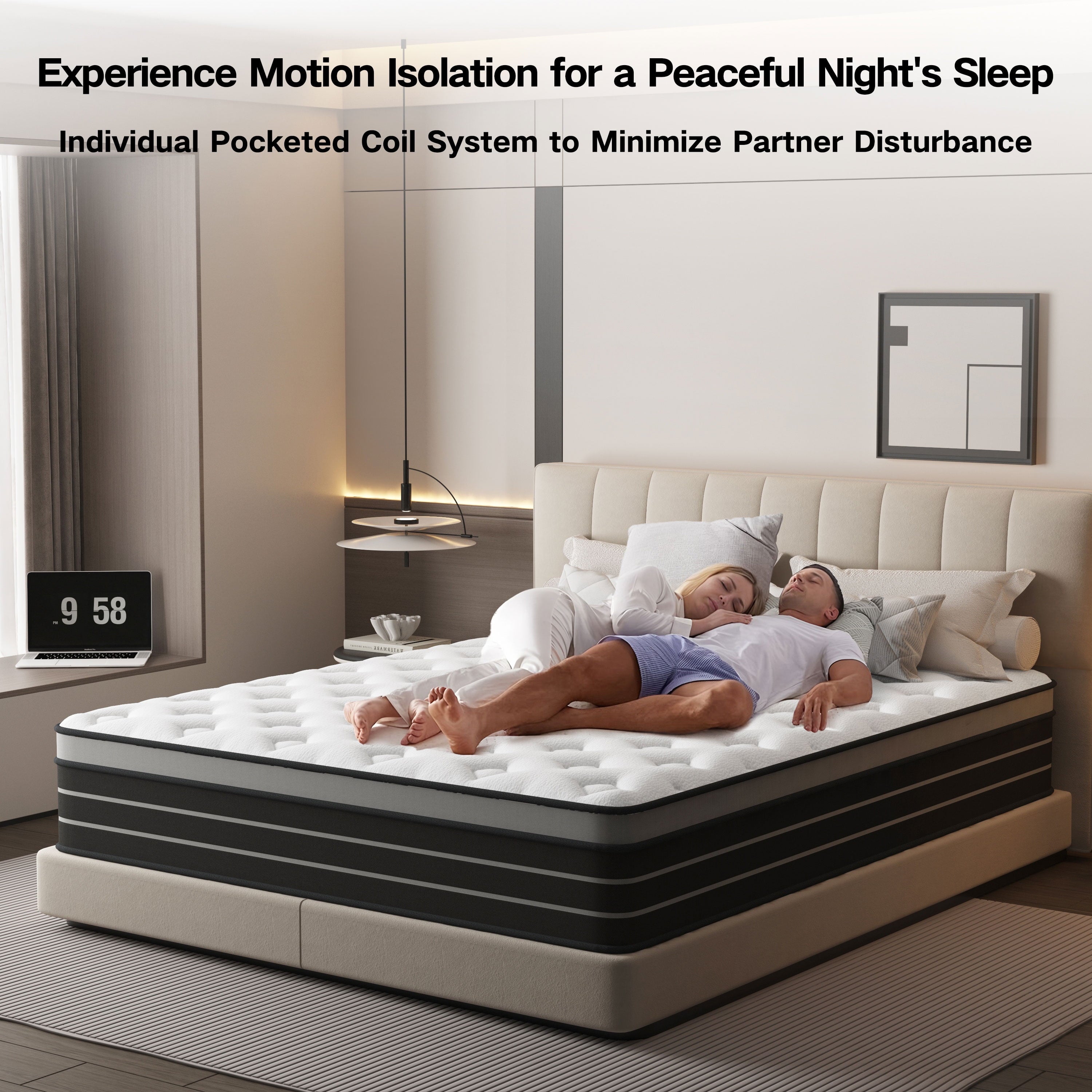 Twin Mattress, 12 Inch Hybrid Innerspring Mattress for Pressure Relief, Motion Isolation, Medium Firm, CertiPUR-US Certified