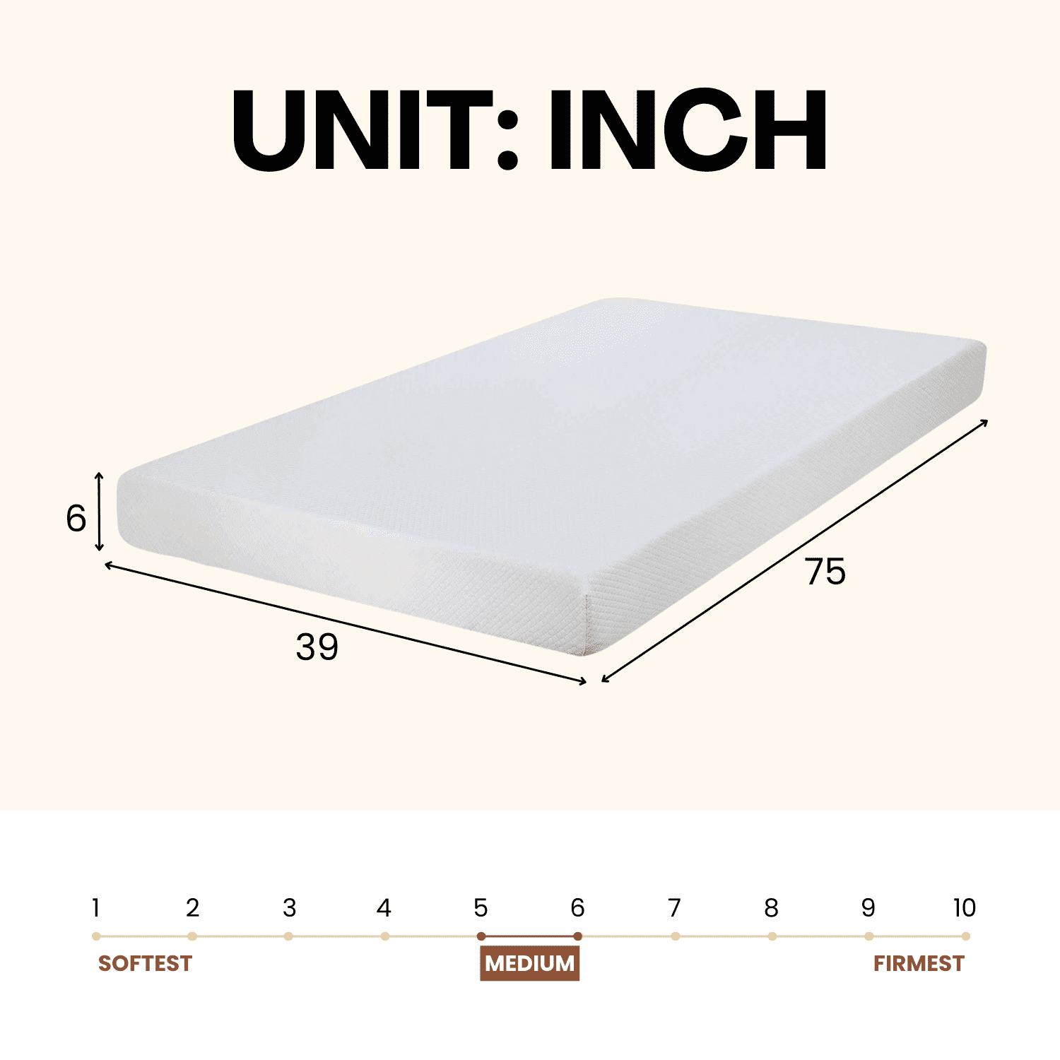 Atlas Mattress 6" Twin Gel Memory Foam Mattress, Breathable Cover,  Medium Firmness