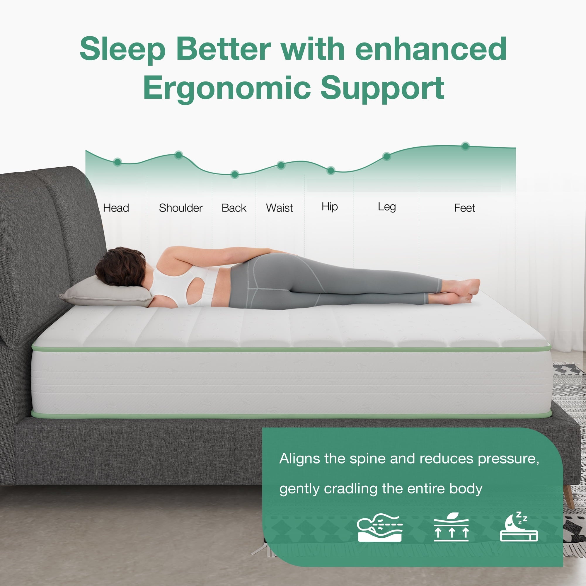 Novilla Snowfall 8 inch Twin Size Mattress in a Box, Hybrid Medium Support Mattresses, Pocket Spring and CertiPUR-US, Pressure Relief & Motion Isolation