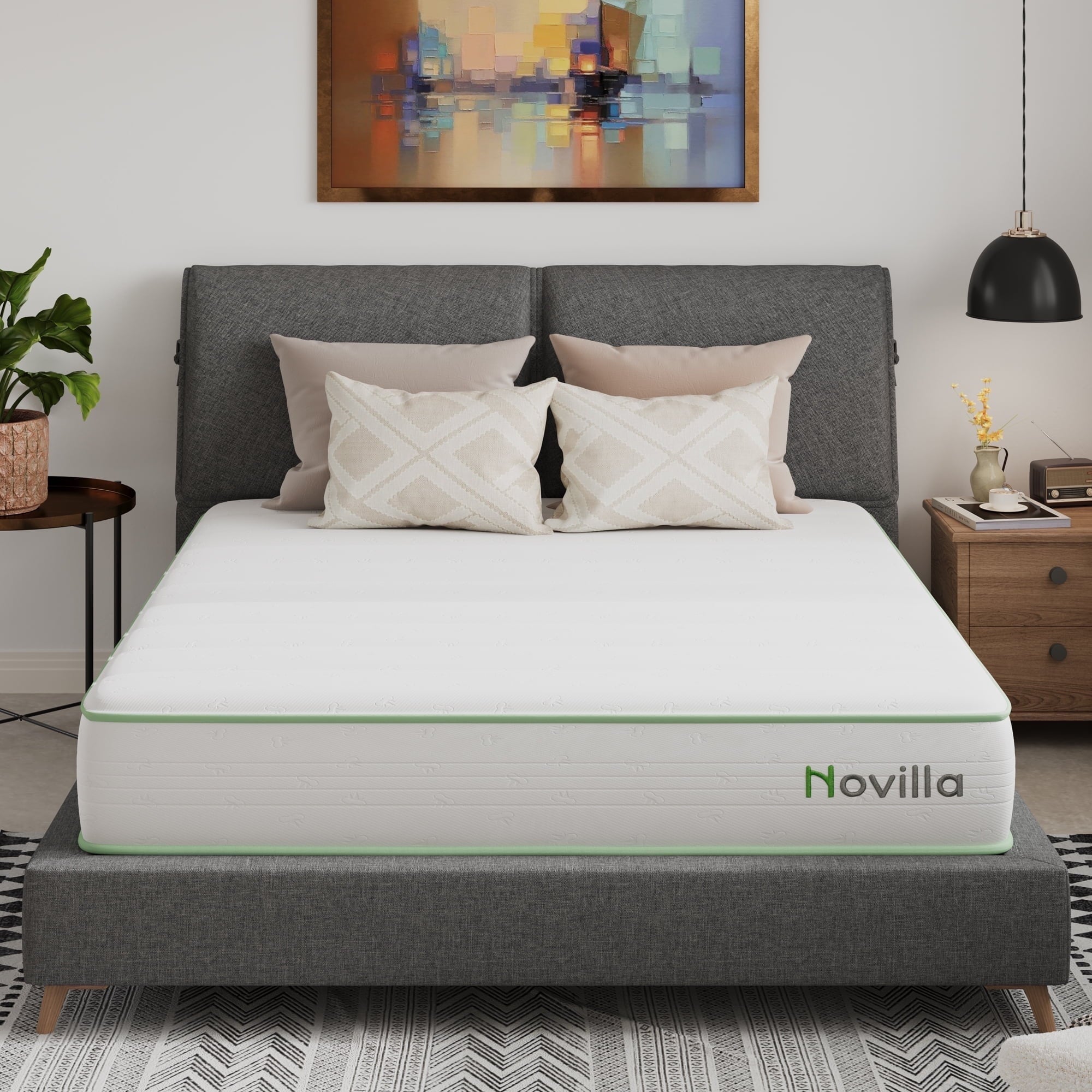 Novilla Snowfall 8 inch Twin Size Mattress in a Box, Hybrid Medium Support Mattresses, Pocket Spring and CertiPUR-US, Pressure Relief & Motion Isolation