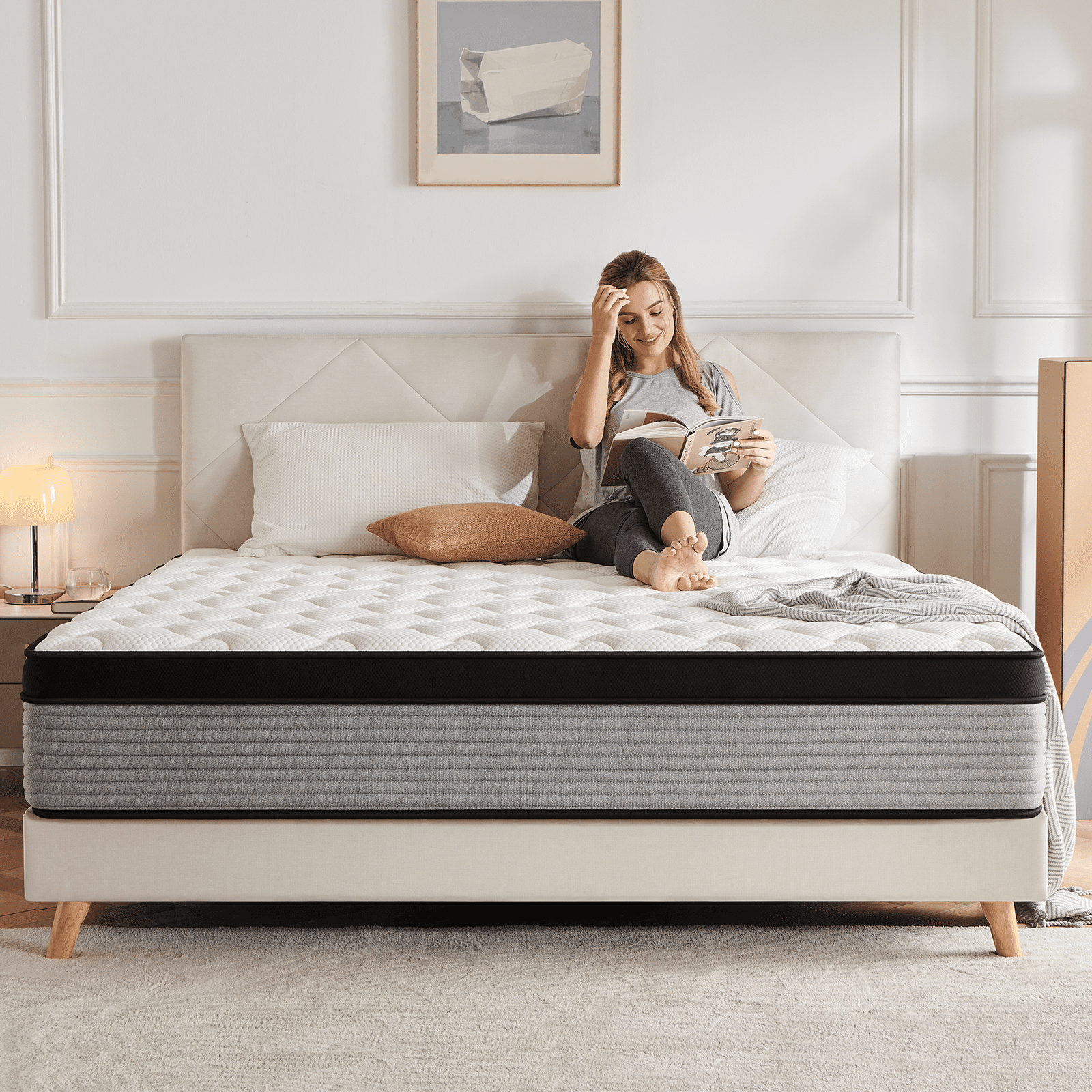 Queen Mattress, JIAVA 12" Plush Hybrid Innerspring and Memory Foam Mattress with Pressure Relief for Adult