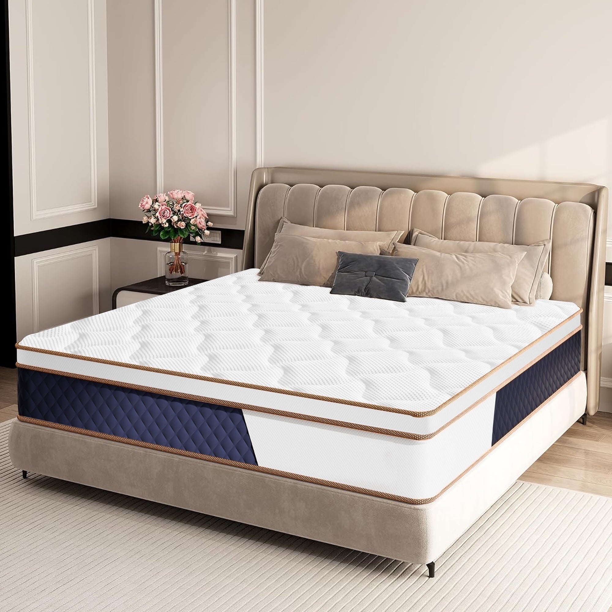 Twin Mattress, 10 Inch Pocket Spring and Memory Foam Mattress in a Box, Pressure Relief, Twin Size