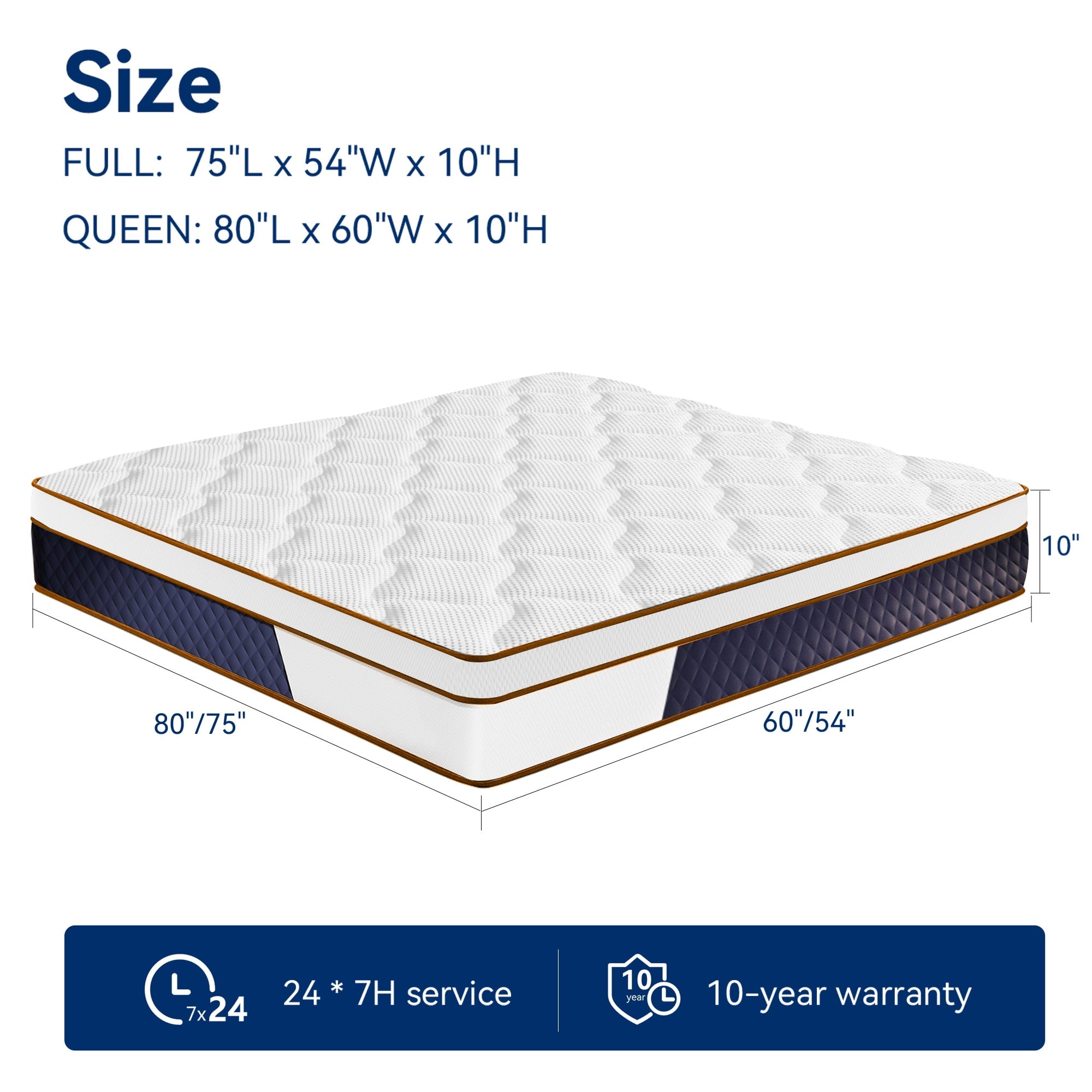 Twin Mattress, 10 Inch Pocket Spring and Memory Foam Mattress in a Box, Pressure Relief, Twin Size