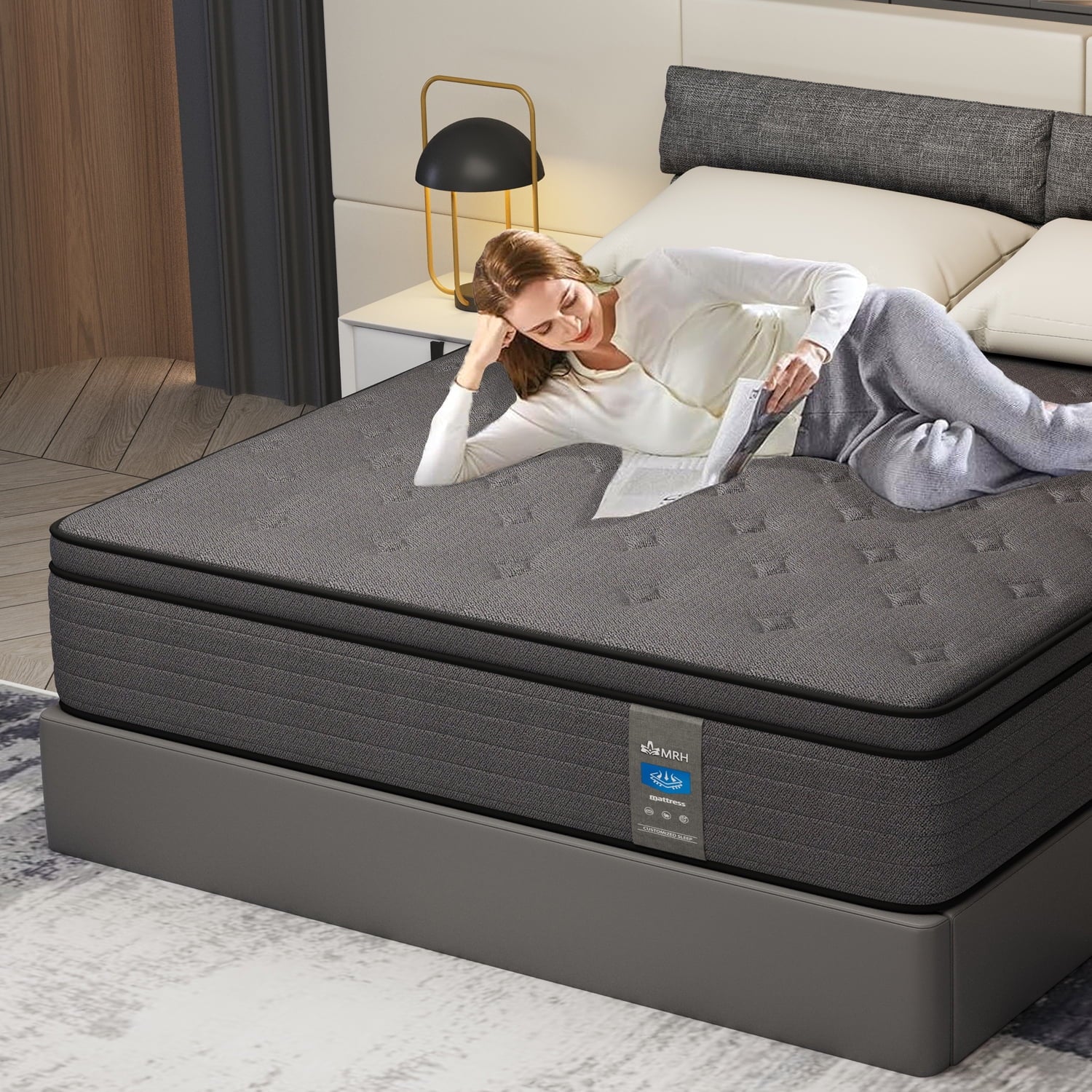 Twin Mattress, 12 Inch Hybrid Mattress Black with Gel Memory Foam and Individually Pocket Innerspring Euro Top Mattress Medium Firm for Motion Isolation, Edge Support, 100 Night Trial